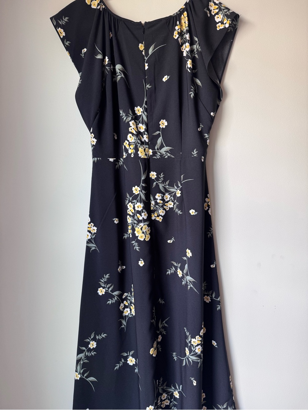 LOFT outlet Black Tea Length Dress with Yellow Floral Print - Picture 5 of 10